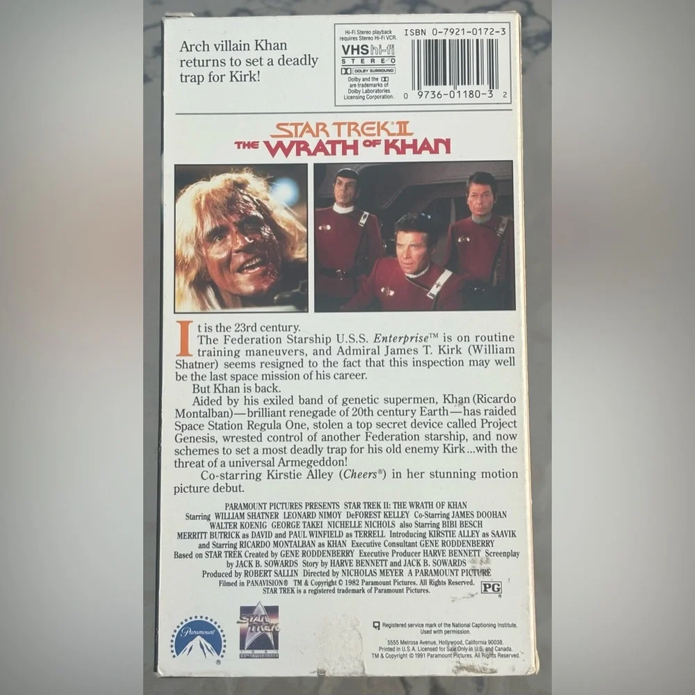 Star Trek II: The Wrath of Khan VHS Execllent Condition